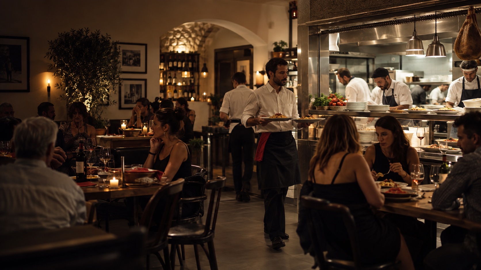 L'atmosfera e il servizio di un ristorante italiano contemporaneo
